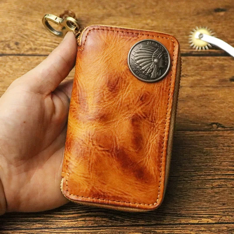 Ručne vyrobená peňaženka Key a karta Key Keychain s kľúčovým krúžkom vyrábaná ručne geanuine