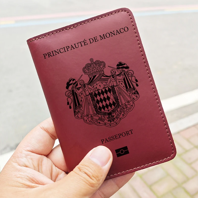 Ručne vyrobený kniežatstvo Pase Monaco Passport Cover Držiteľ personalizované vyryté meno Monako cestovné pasové tašky Držiteľ karty