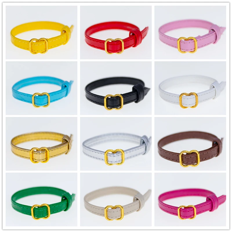 Ručne vyrobený pásový pásový pás kožený materiál 12 farieb Bojky Šírka šírka 5 mm dĺžka 13 cm pre fr it lica Barby Blythy 1/6 hračky tela