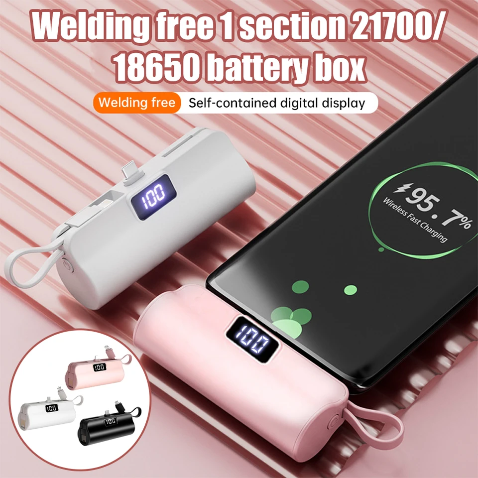 Ručne vyrobený typ Typec Power Bank Control nabíjačku batérie DIY puzdro pre 18650/21700 batérie Žiadne zváranie