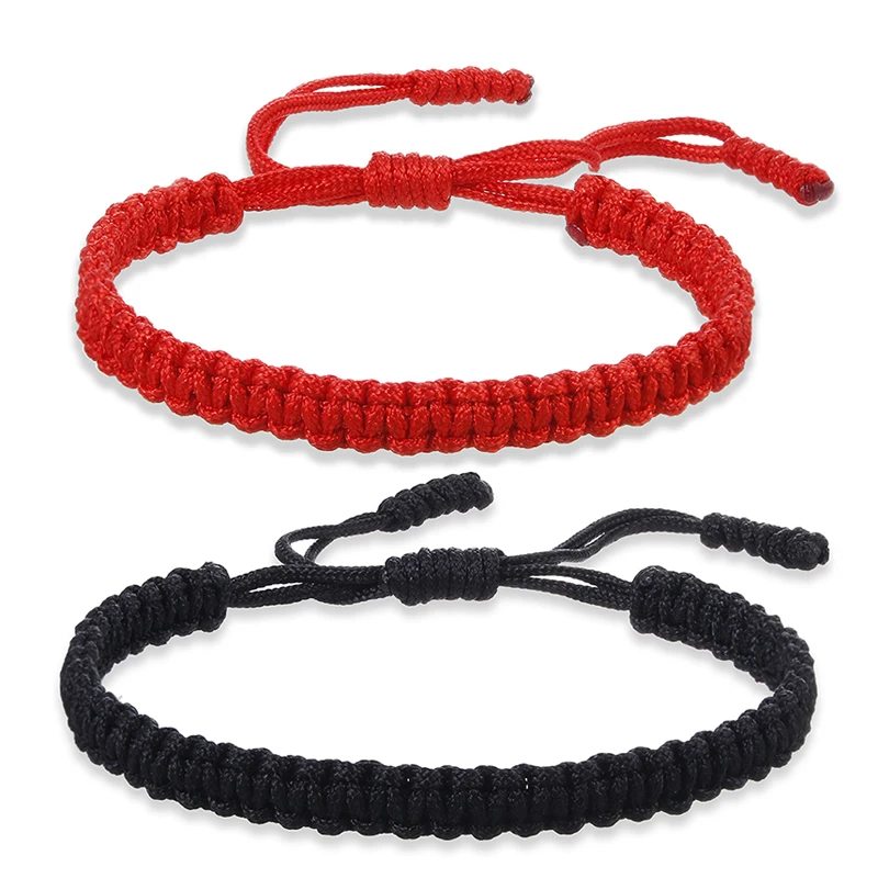 Ručne vyrobený čierny červený hrúbkový uzol uzol pre ženy pre ženy retro etnický štýl Tibetan Buddha Braid Chain pár priateľstvo Jewelr