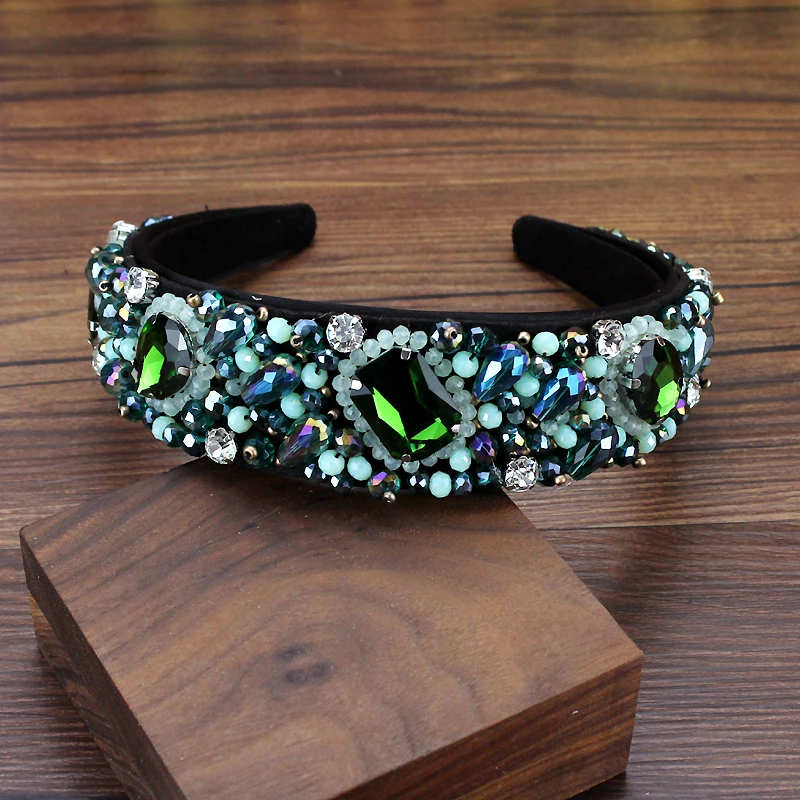 Ručne vyrábané luxusné plné kryštálové a korálky Hairbands České kamienky čelenky pre ženy