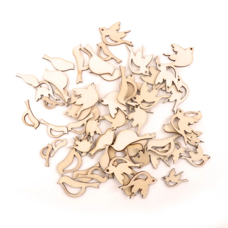 Ručne vyrábané remeslá Drevené plátky domáce dekorácie Doplnky Scrapbooks maľba maľba DIY zmiešaný tvar vtáka Garnituň 10-20 mm 50ks