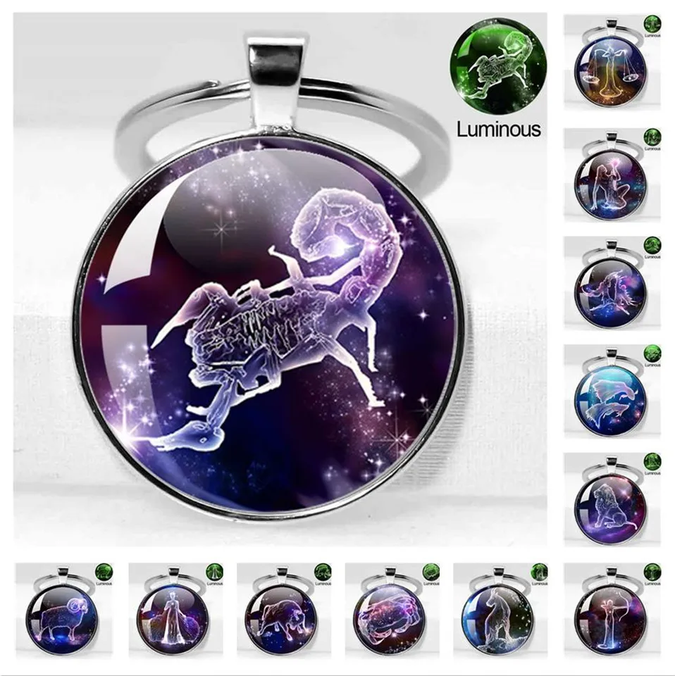 Ručne vyrábané šperky Zodiac Keychain 12 Constellations prívesok prívesok Scorpio Scorpio Strelca Strelec Kozorožec Vodnár