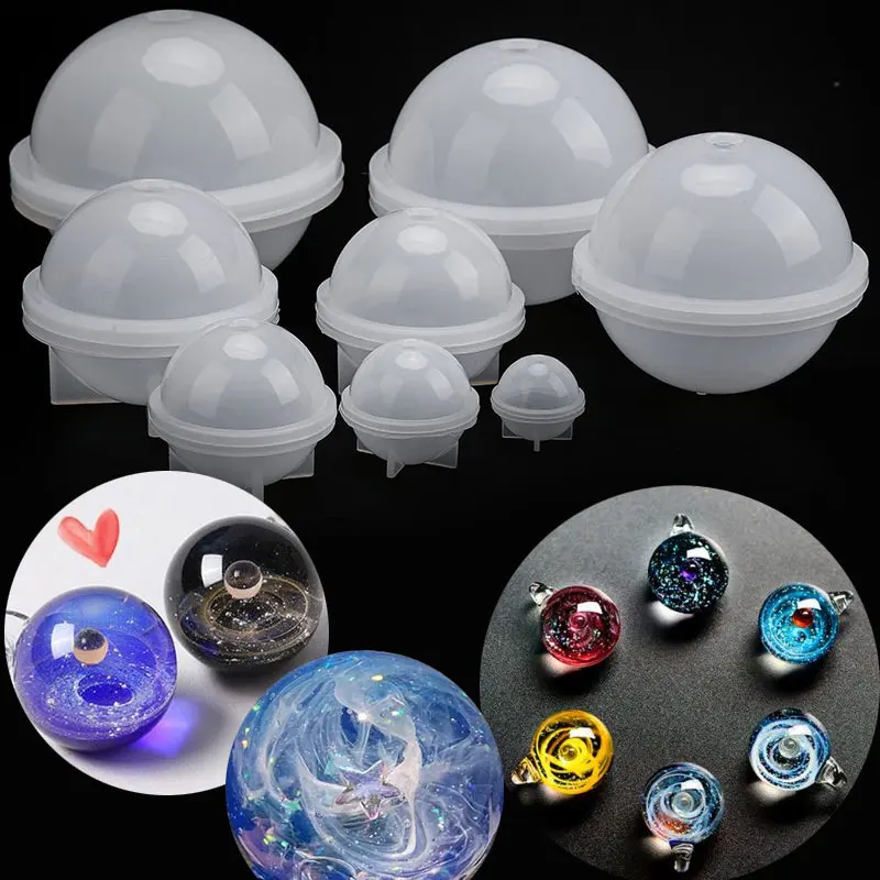Ručne vyrábaný epoxidová silikónová forma 3D planéta Ball Craft Fors Model Fold UV živiu Epoxid sušená kvetinová živicia darček 20 mm-100 mm
