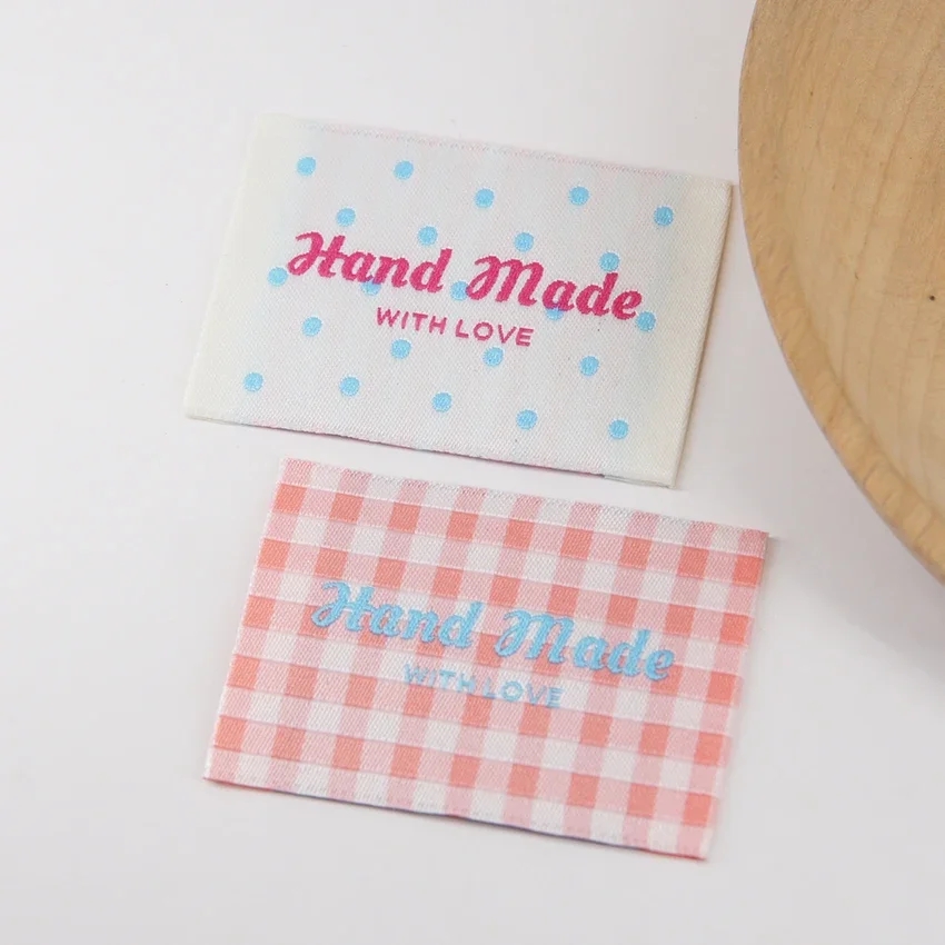Ručne vyrábaný handričkový štítok Plaid Plaid Dot Dot s vysokou hustotou priadze