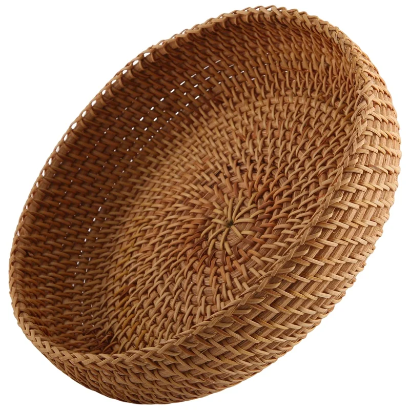 Ručne vyrábaný jesenný rattan tkanie okrúhleho koša ovocného misky Rattan kôš na chlieb pre kuchynské jedlo piknik chlieb