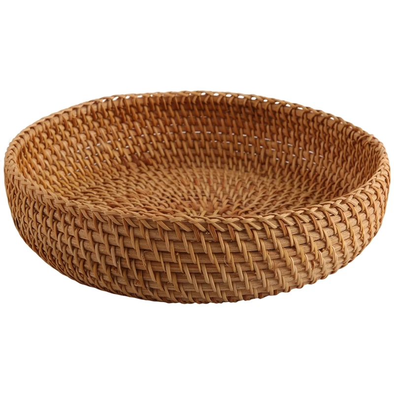 Ručne vyrábaný jesenný rattan tkanie okrúhleho koša ovocného misky Rattan kôš na chlieb pre kuchynské jedlo piknik chlieb
