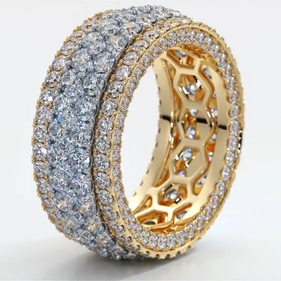 Ručne vyrábaný luxusný prsteň strieborná farba 150ks okrúhly tvar aaaa zirkón Party Wedding Band Rings pre ženy Men šperky prst