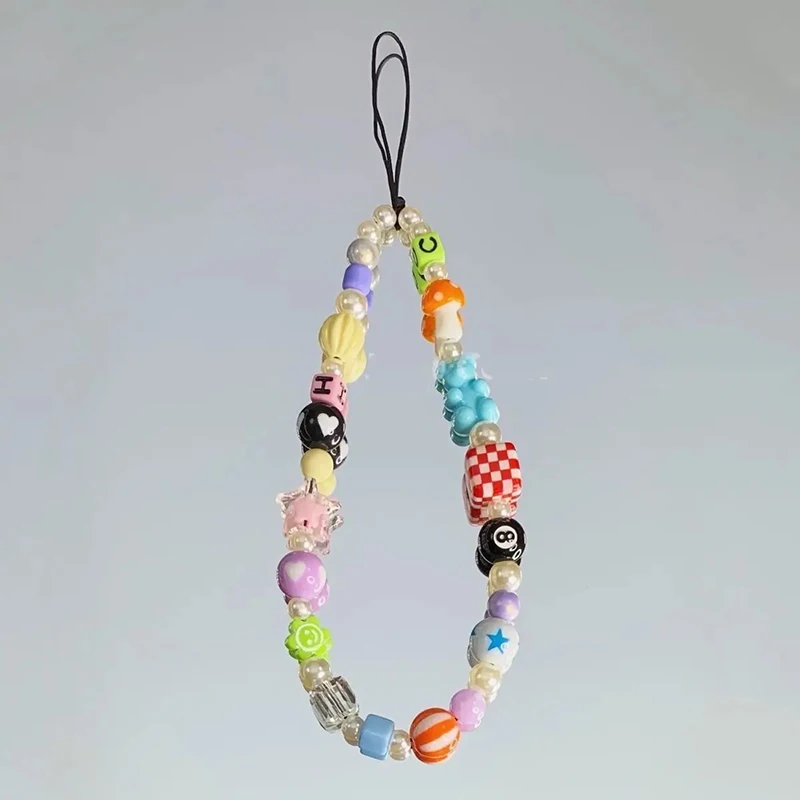 Ručne vyrábaný vintage mobilný telefón šnúrka roztomilý telefón kúzlo zápästie remienok na kľúče huby Bead korálky prívesok pre dievčatá gif gif