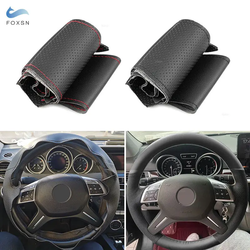 Ručne zašívaný kožený kryt volantu auta pre Mercedes Benz CM Class W204 W166 2011-2015 GL G-trieda X166 W463 2013-2018