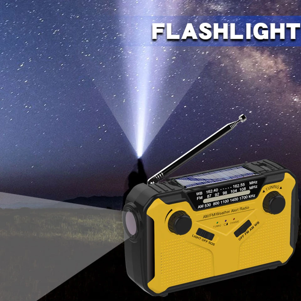 Ručné kľukové rádio s LED baterkou Power banka SOS Alarm Solar Radio Nabíjateľné rádio na prežitie búrky pre núdzové kemping