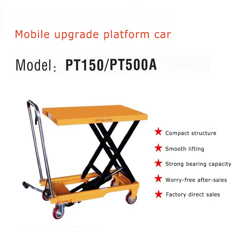 Ručné push hydraulické zdvíhacie plošina Platforma Truck Pedál Zdvíhacie plošina Mobile Mobile Platform Lift Truck Loading 500 kg