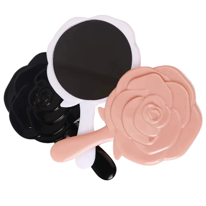 Ručné zrkadlo márnosť 3D stereofón retro ružový kvet V tvare kozmetické make -up zrkadlo ručné zrkadlo kompaktné zrkadlo Dievča