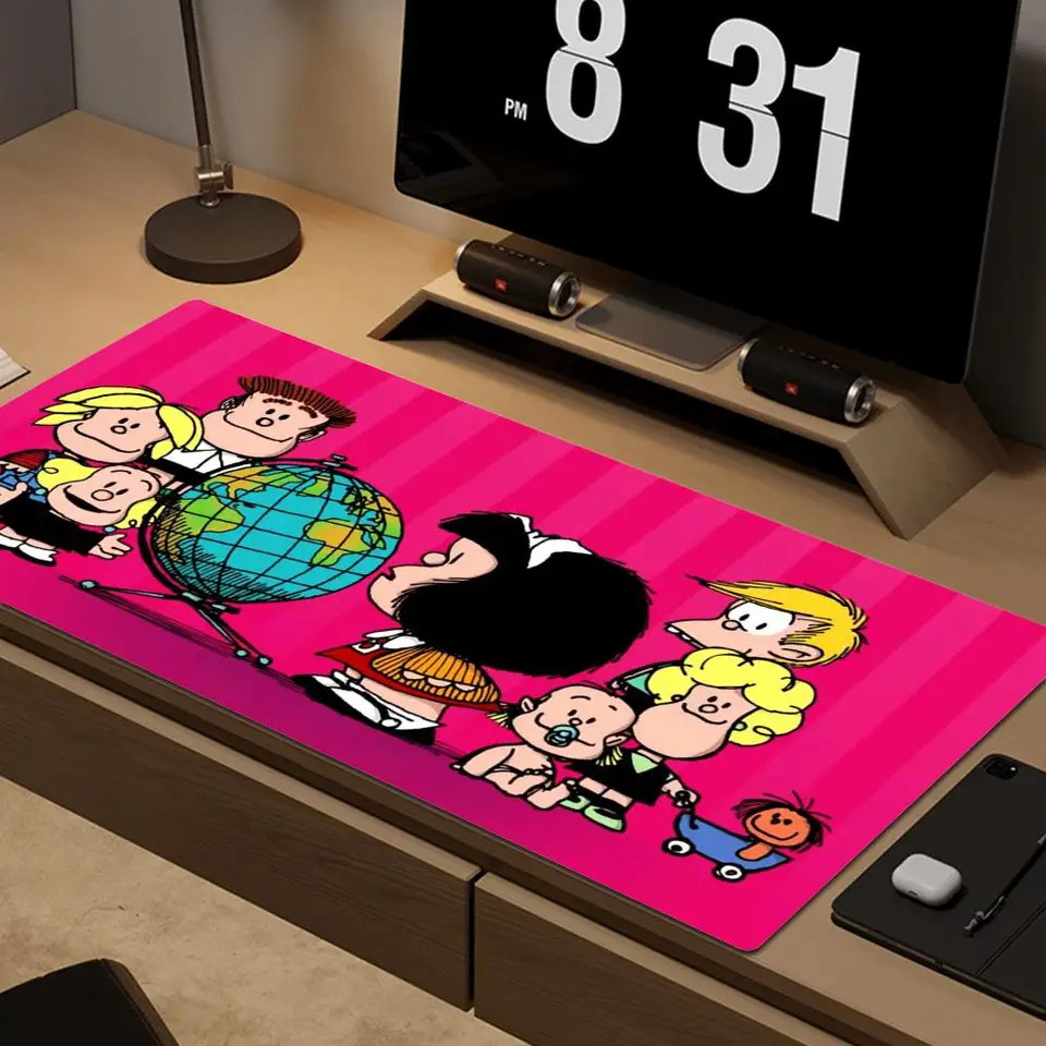 Ružová roztomilá mafalda malá myš Pad Anime Overlock MousePad Cartoon Computer Office Accessories Desk Mat kawaii myš