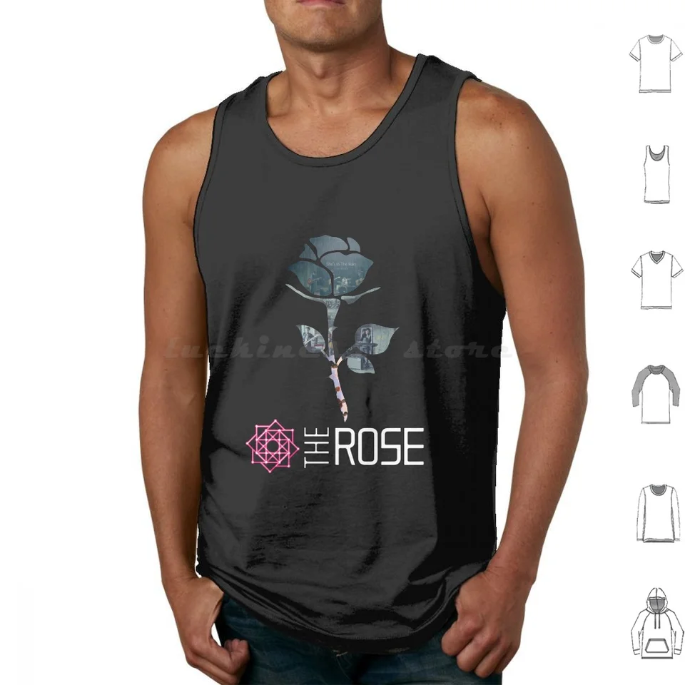 Ružové grafické nádrže Tops Tlow Botton the Rose Kpop Rose Kpop Rose Krock Krock Kim Woo Sung Jaehyeong