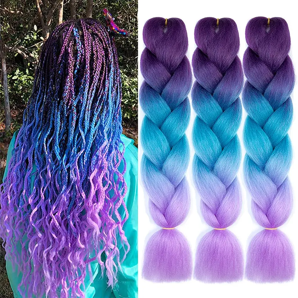 Ružové jumbo copové háčkovanie vrkočovky predlžovanie vlasov Ombre farebná dúhová jumbo coping for Twist Braiding jumbo box pletenie vlasov