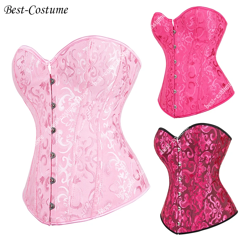 Ružové korzety pre ženy bustier Renesance outfit retro korzet plus spodná bielizeň fialová korzet bustier