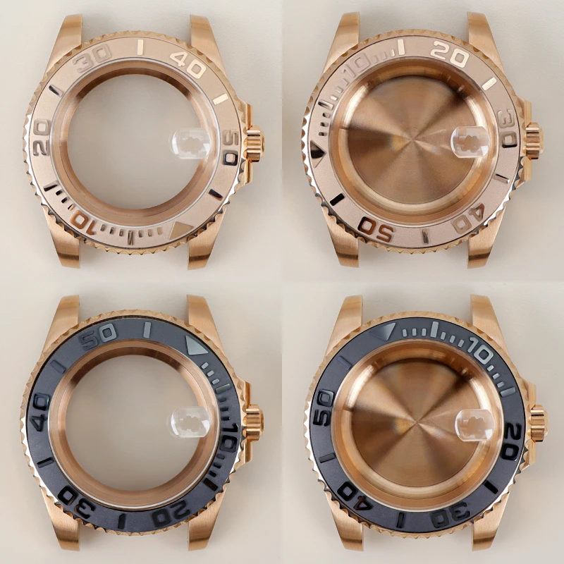 Ružové zlato 40 mm mužov Dive Watch Case Sapphire Crystal Glass pre Seiko NH34 NH35 NH36/38 MIYOTA 8215 ETA 2824 MOHE