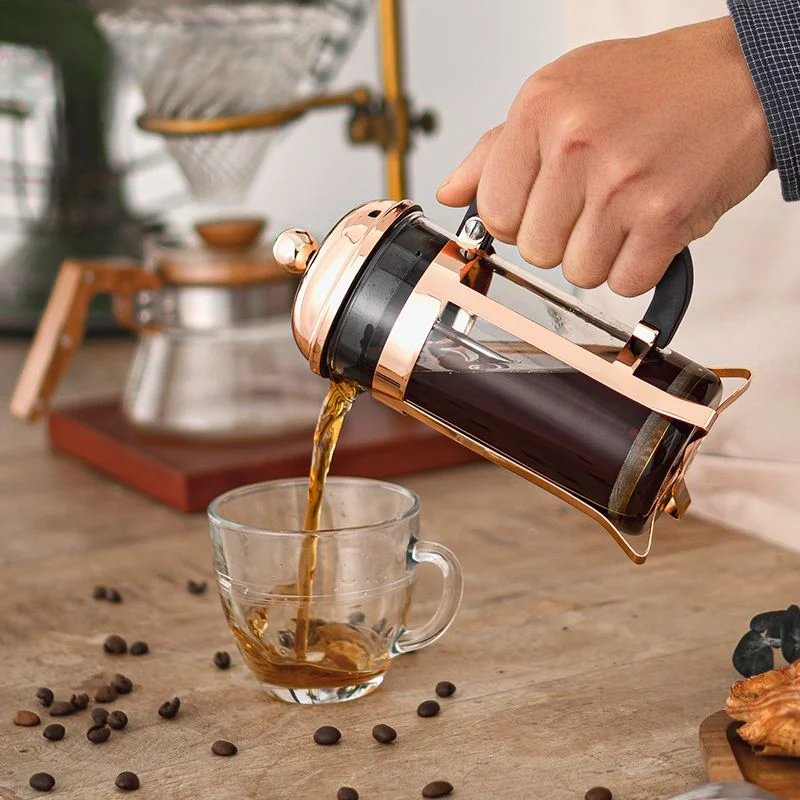 Ružové zlato Press Coffee Pot Tea Filter Filter