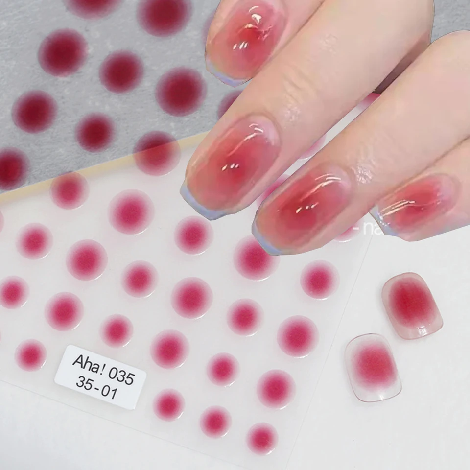 Ružový gradient ombre nechtový nálepka 3D ľadovo-transparentné červenanie nechtov na nechty obtisky Round Halo Ombre nechty dizajn