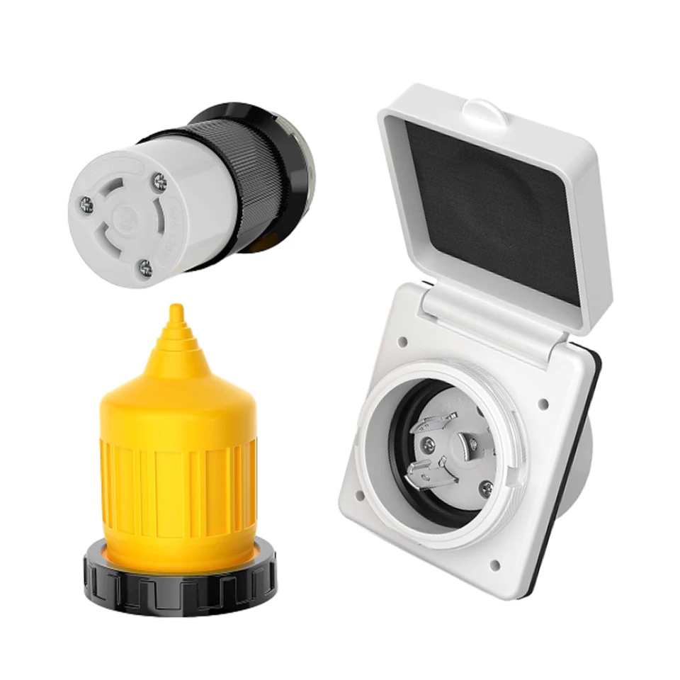 RV 30 AMP Power Inlet 125V Power zástrčka NEMA L5-30P L5-30R Ženský uzamykací konektor s vodotesnou skrytou zavádzajúcou súpravou