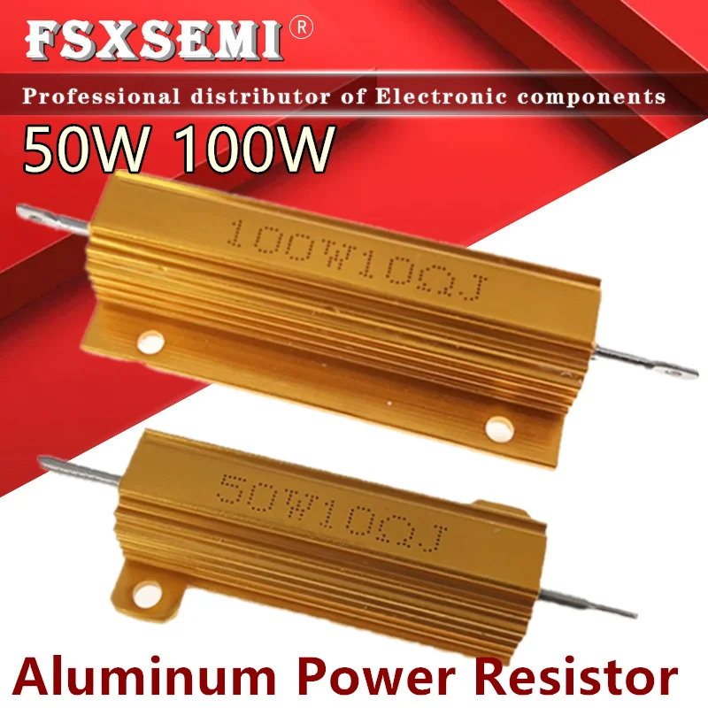 RX24 50W 100W hliníkového kovového kovového puzdra s drôtom s drôtom 0,01 ~ 30k 1 2 3 5 6 8 10 20 100 150 200 300 500 1K 10k 10k ohm