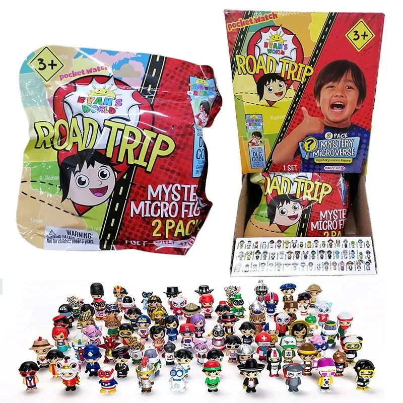 Ryans World Road Trip Figures Game Card Stickers Plagát Zhromažďovanie tajomných mikro blokov figúrky pre deti