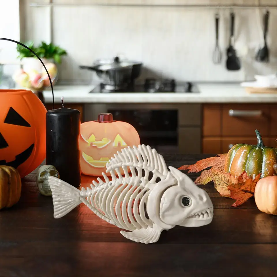 Rybia kostra realistická halloween dekorácia rybia kosť dekor zvieracie kostra pre strašidelné scénické rozloženie konania konania vnútorná vonkajšia záhrada