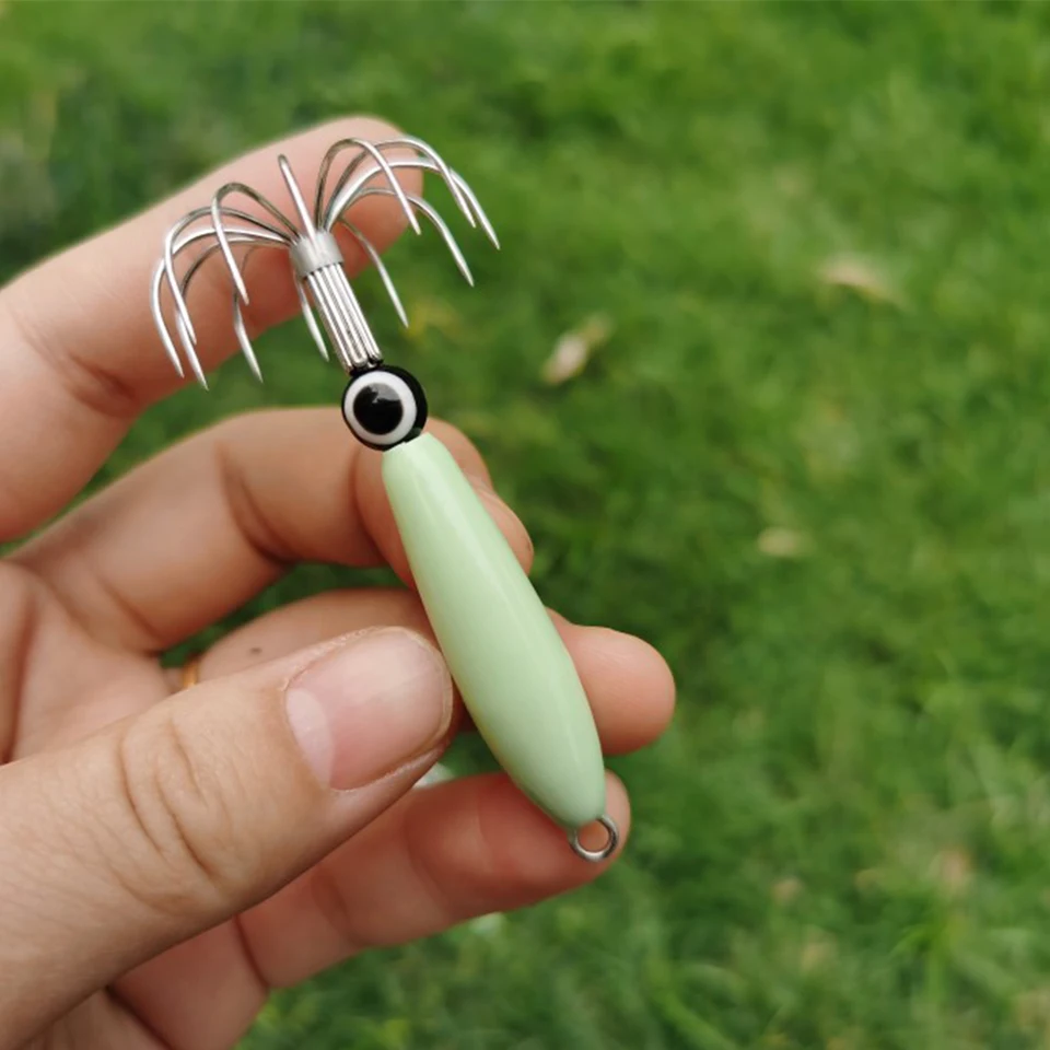 Rybárska návnada prenosná chobotnica krevety Squid Fish Hook náradie Nástroje Luminou