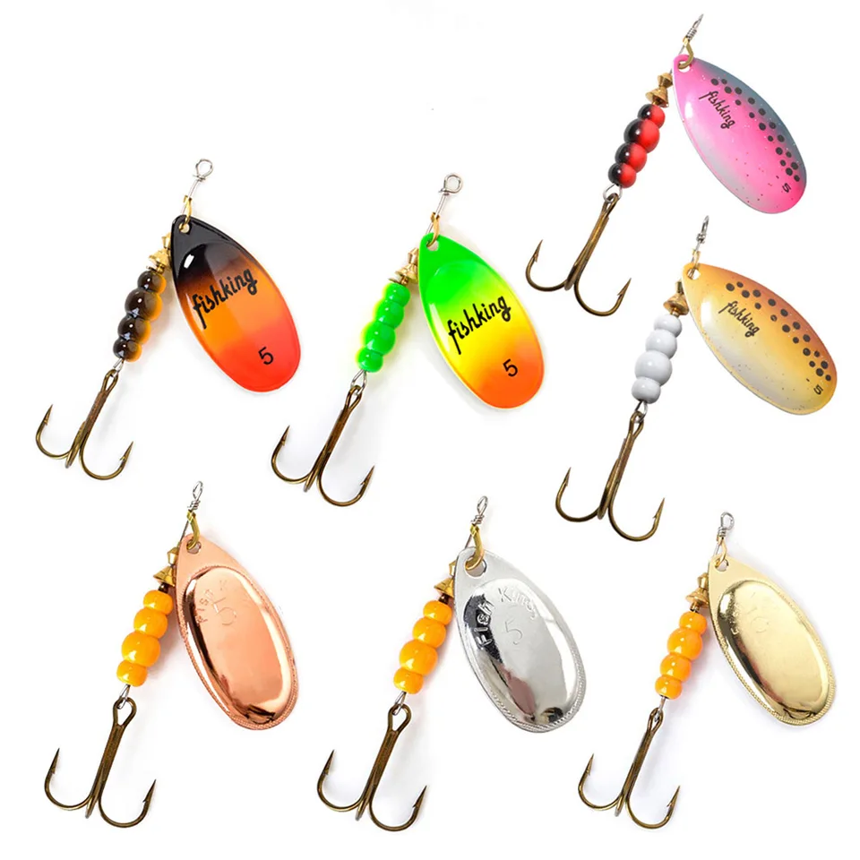 Rybárska návnada spinnerov návnada 3,9 g 4,6 g 7,4 g 10,8 g 15g rotujúce spinnery Lures Lures Pike Metal s výškovými háčikmi rybársky tovar