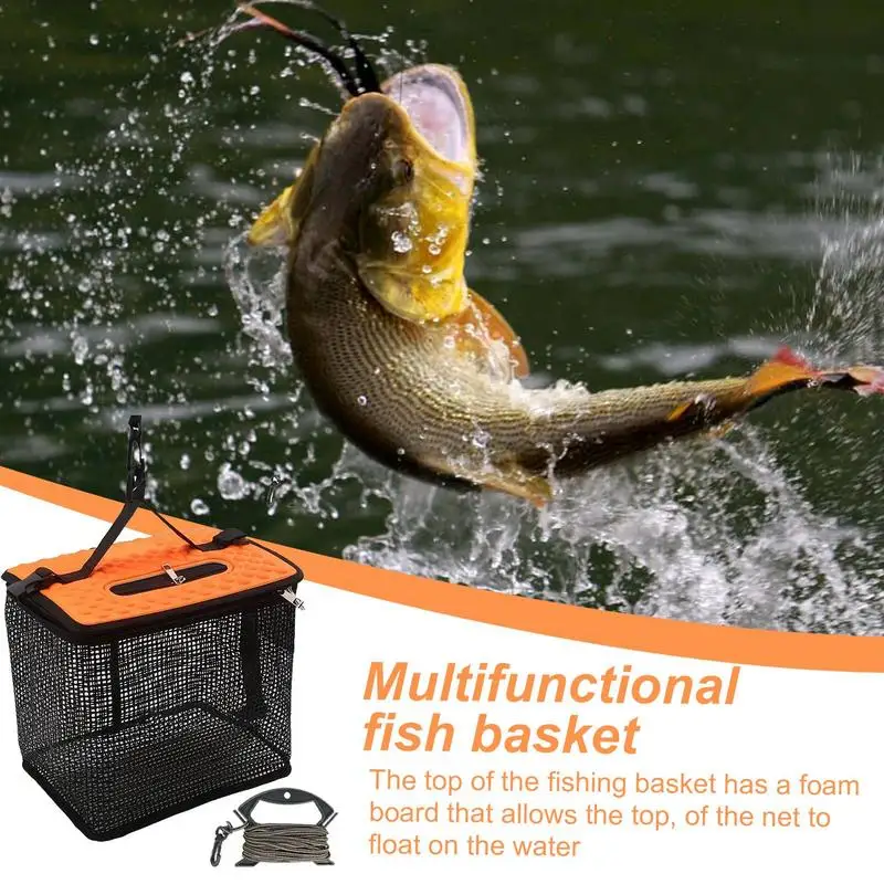 Rybárska sieťová kôš Prenosný prenosný pre živé chytené úložné návnady na úložisko klietky Zipper Uzatvorený kôš pre nadšencov rybárskych nadšencov