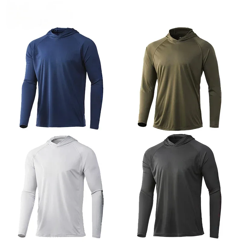 Rybárske oblečenie prevodovky Pánske posádky Crewneck - Tlač rybárskeho s dlhým rukávom UV ochranu proti košele so solarvenciou
