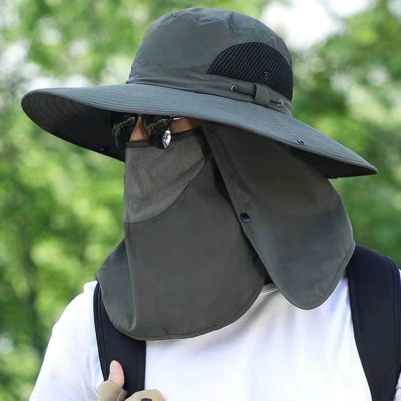 Rybársky klobúk Slnko zatienenie veľké odkvapy Rybolovná horolezecká maska ​​Priedušná vonkajšia UV ochrana Odnímateľný Gorro Pescador