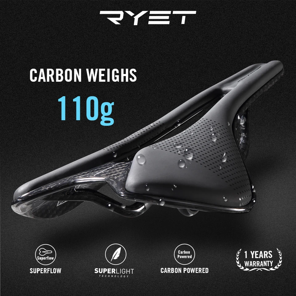 Ryet Full Carbon Bike Saddle Ultralight Oval Carbon Rails Sedadlá sedadlá Superflow Road Road Road Sedenie na bicykle