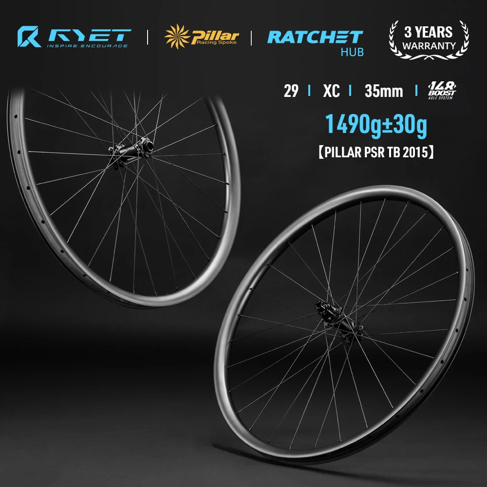 Ryet Mtb Carbon Wheelset XD Hg MS Hub Mountain Bike Wheels Boost 28H 35 mm Ratchet Rodinky Rimset Cycling Parts Rimset Rimset