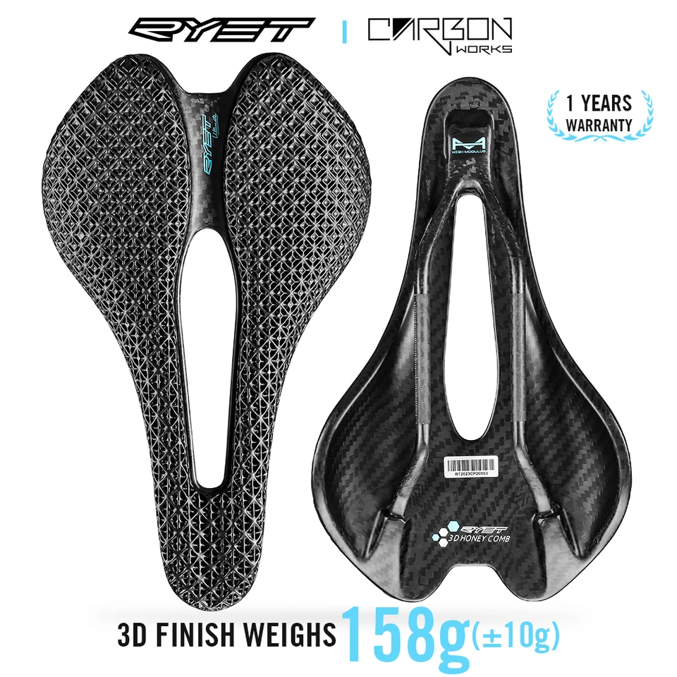 Ryet UltraLight Bicycle Saddle 3D tlačené sedlo uhlíka Eva 245x145mm sedenie na bicykli pre MTB Gravel Road Bike Saddle Saddle Saddle Saddle Saddle
