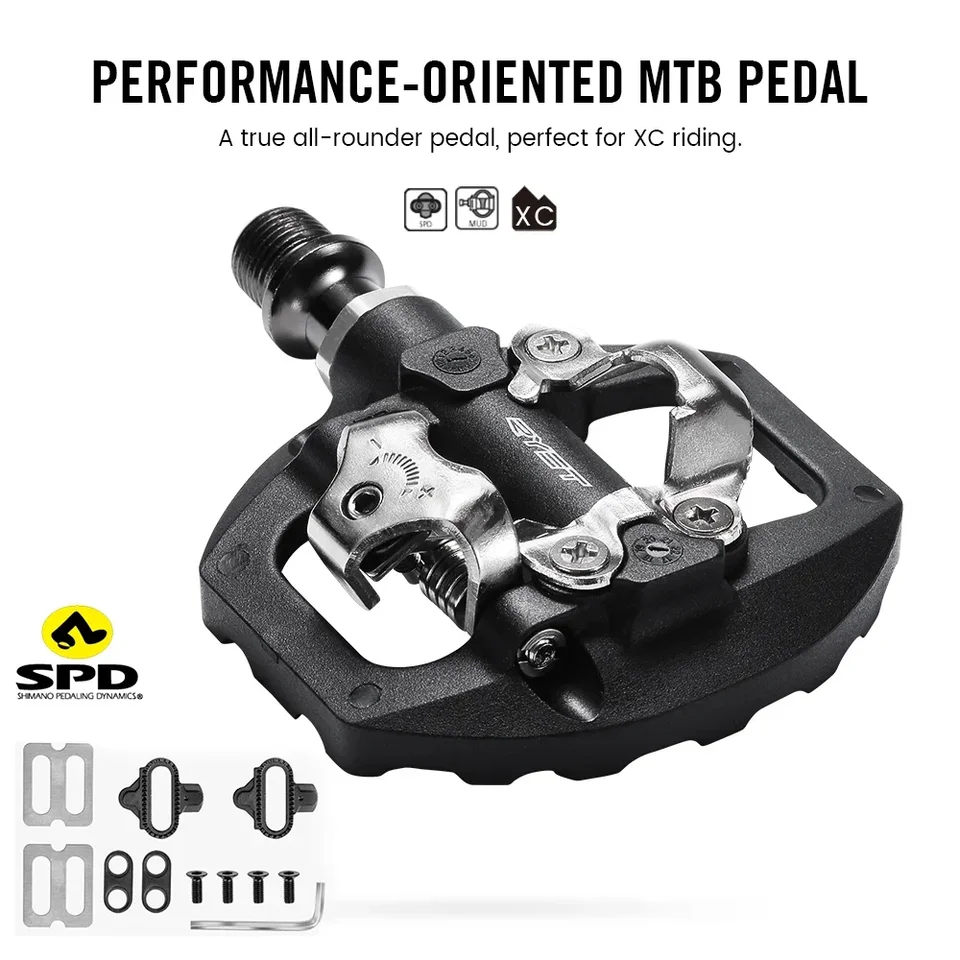 Ryetový bicykel pedál hliník zliatiny Bike Pedál MTB Self-Locking Pedál MTB Mountain Bicycle Lock Pedals Ploché pedále Duálne použitie