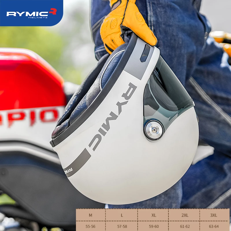 Rymic V80 Retro retro na celú tvár prilby Motocykel pre mužské a dámske s Bluetooth Slot Slot Dot ECE Certifikácia