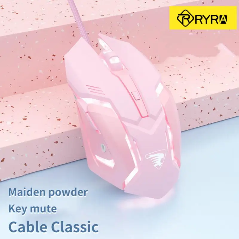 Ryra 2,4 GHz USB káblová hra Mouse Mute Mechanical E-Sports Girl Lovely Art Office Household 3200DPI Myš pre počítačový prenosný počítač