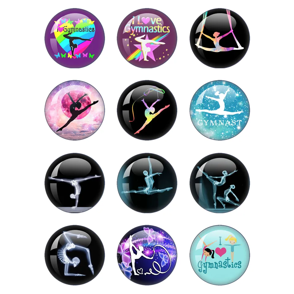 Rytmická gymnastika Dance milovník šperky sklo Cabochon10mm-40 mm kupol