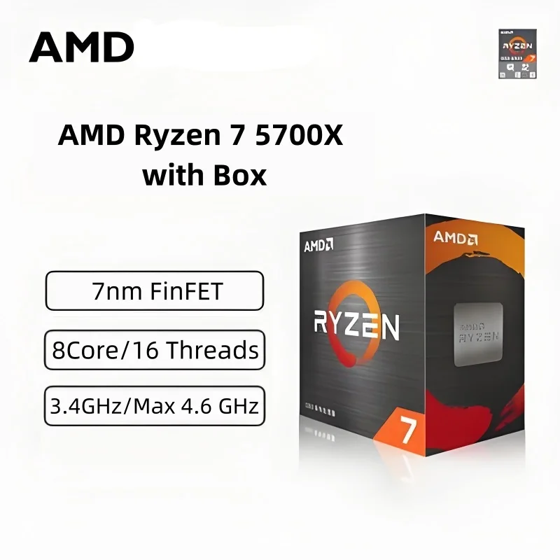 Ryzen 7 5700X R7 5700X Desktop Processor 3,4 GHz 8-jadrová 16-vlákna odomknutá 7nm L3 = 32 m AM4 CPU pre základnú dosku B550M/B550 AORUS
