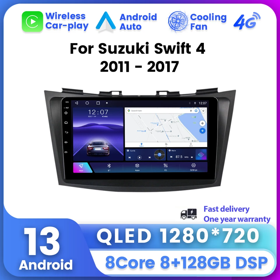 Rádio 9inch Car pre Suzuki Swift 4 2011-2015 2DIN CAR Stereo DVD GPS navigačný hráč multimediálny bezdrôtový CarPlay Android AUTO AUTO