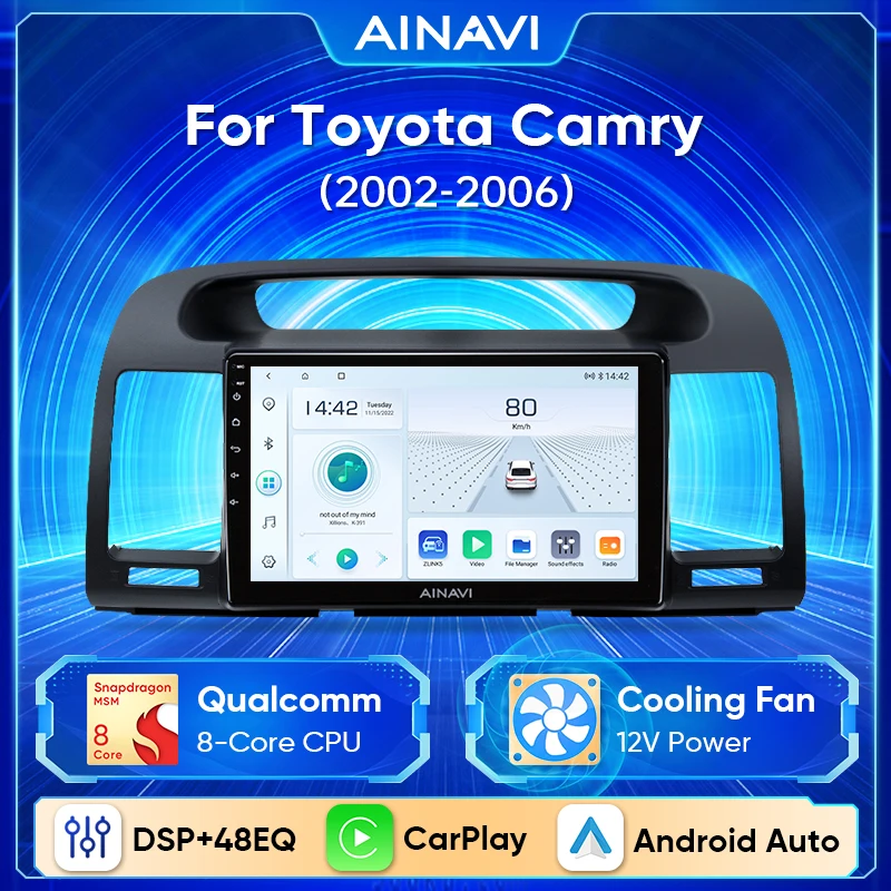 Rádio Ainavi Car pre Toyota Camry 5 xv 30 2002 - 2006 Wireless CarPlay Multimedia Radio Video Player Android Auto GPS DSP 48EQ