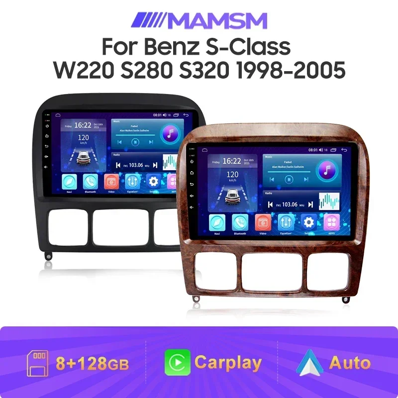 Rádio Android 12 Car pre Benz S -trieda W220 S280 S320 1998 - 2005 Multimedia video prehrávač GPS 4G CarPlay Autoradio QLED Unit