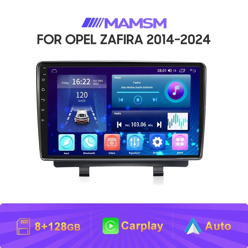 Rádio Android 12 Car pre Opel Zafira 2014-2024 Multimediálny video prehrávač WiFi CarPlay Auoto GPS IPS navigácia 2DIN DVD Stereo DPS