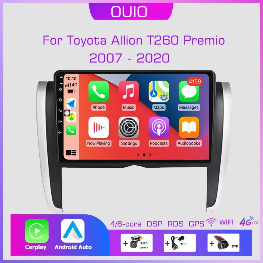 Rádio Android 13 pre Toyota Allion T260 Premio 2007 - 2020 Stereo multimediálny hráč CarPlay Auto GPS navigácia 2DIN NO DVD