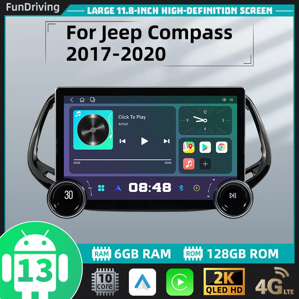 Rádio Android 2 Din Car pre Jeep Compass 2017 - 2020 Stereo GPS Navigation Multimedia Player Autoradio Audio Auto Head Unit WiFi