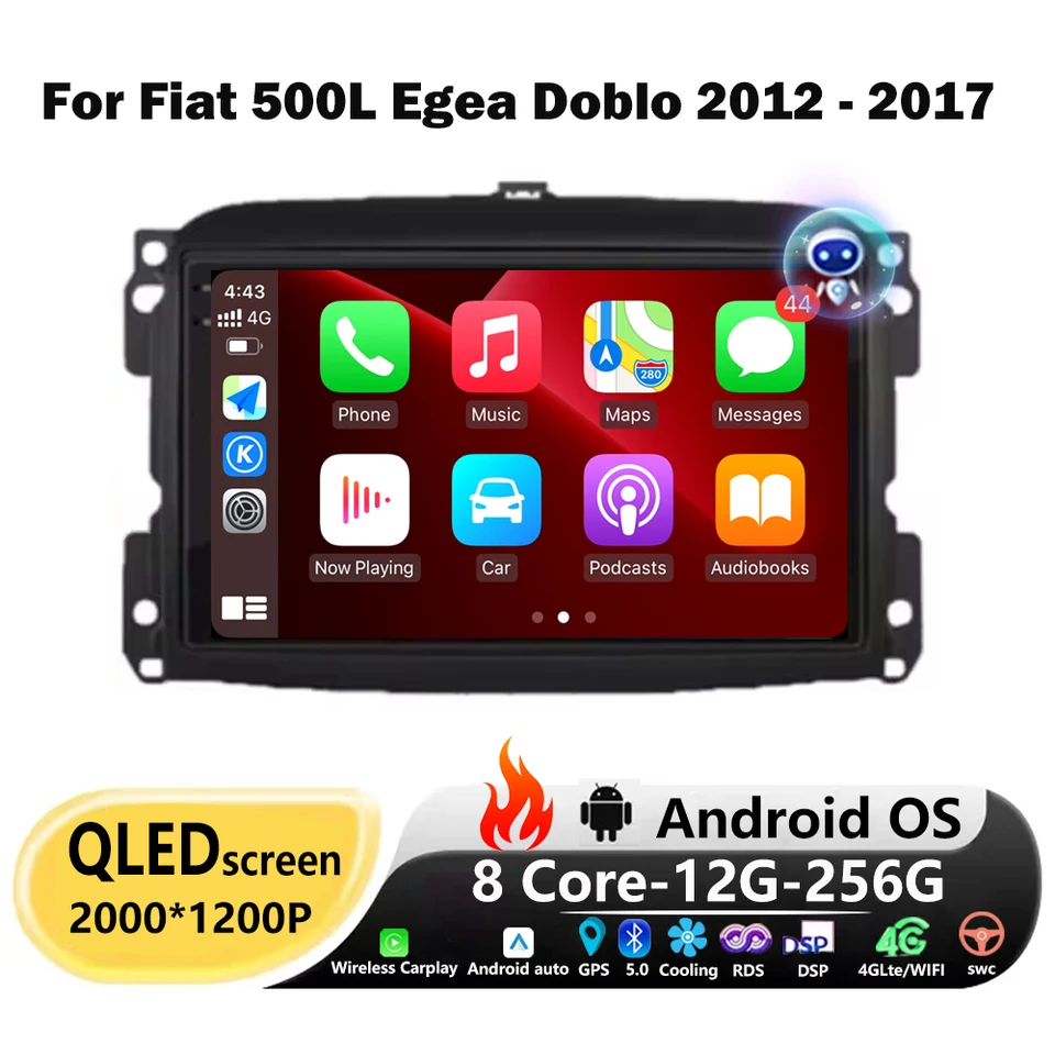 Rádio Android Auto Car pre Fiat 500L Egea Doblo 2012-2017 Multimediálne stereofónne autorádio DSP CARPLAY VIDEO VIDEO AUDIO Navigation 4G BT