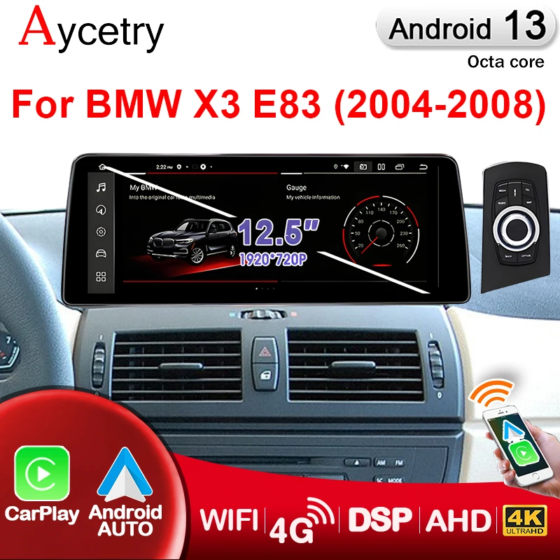 Rádio Android Car s CarPlay 12.5 '' Screen for BMW X3 E83 2004-2009 Android Auto Stereo Bluetooth Multimedia Player Navigation